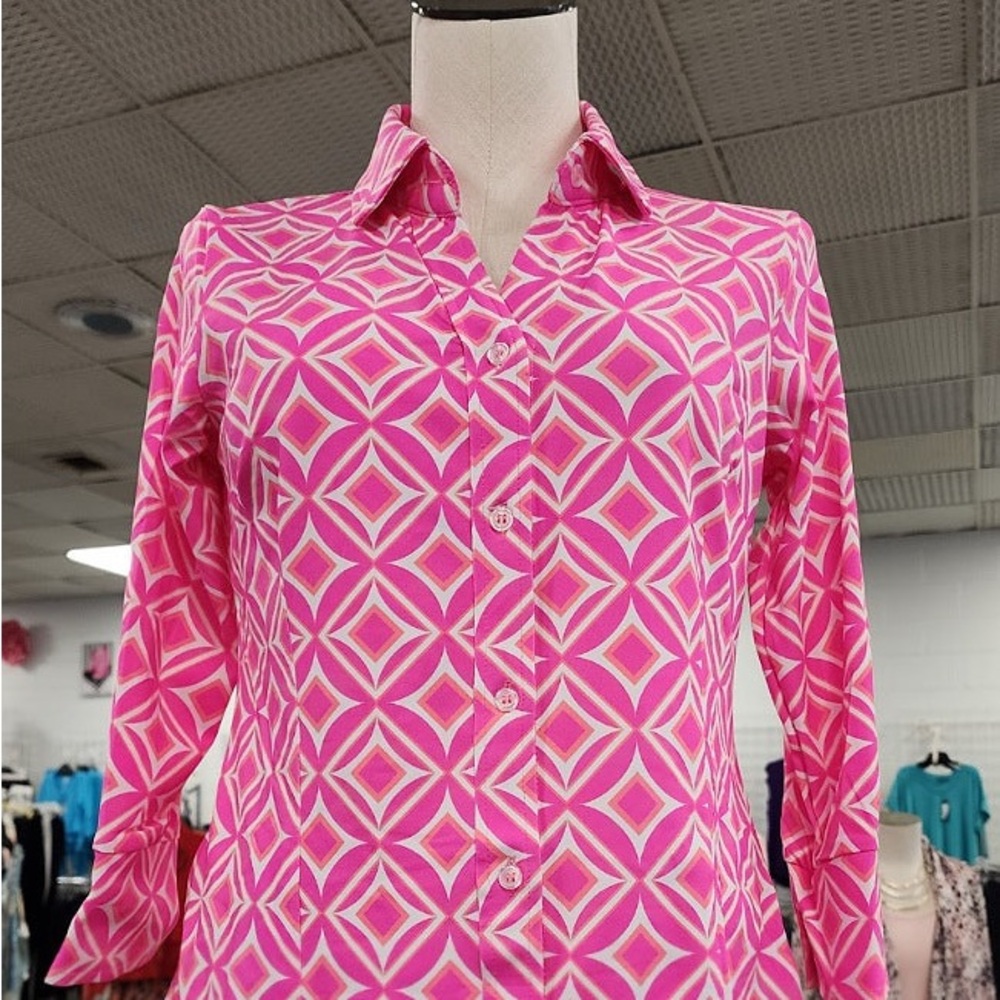 Pink Diamond UPF 50+ Button Down Top